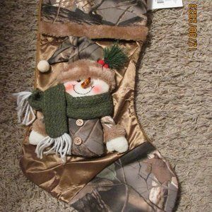Christmas Camo Stocking with Snowman Santa's Forest